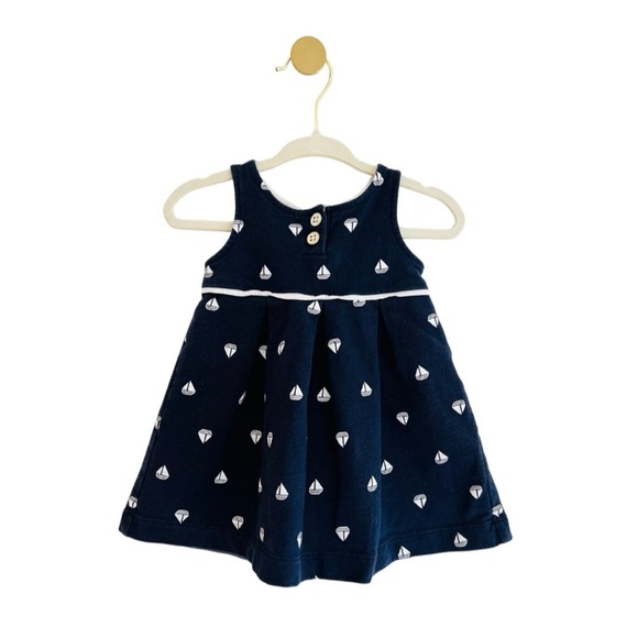 Carter's Blue & White Nautical Sailboat A-Line Sundress Baby 6-9 MTHS - Picture 1 of 4
